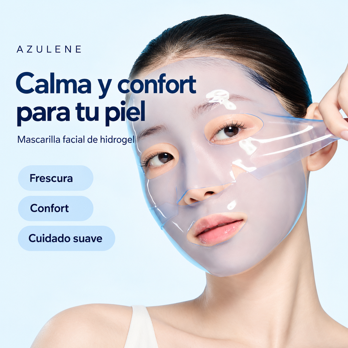 Mascarilla hidrogel Azulene Cica Calming Mask de from medi+, confort para piel sensible
