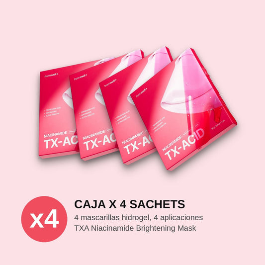 Caja x 4 sachets TXA Niacinamide Brightening Mask de from medi+, cuatro mascarillas hidrogel